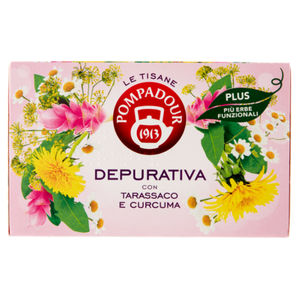 Pompadour Le Tisane Plus Depurativa con Tarassaco e Curcuma 18 x 2,2 g