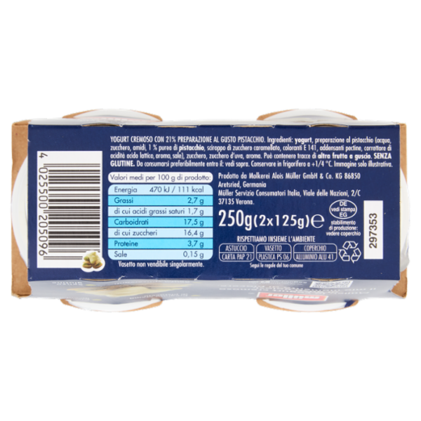 müller Yogurt Cremoso Pistacchio 2 x 125 g