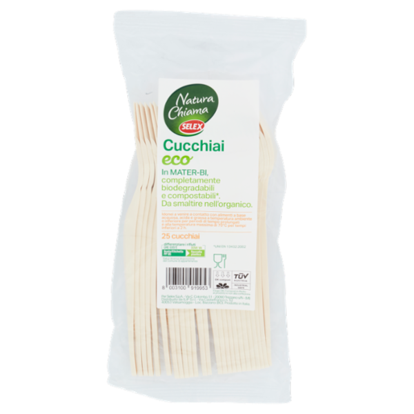 Selex Natura Chiama Cucchiai in Mater Bi Biodegradabili e Compostabili Ecologici 25 pezzi