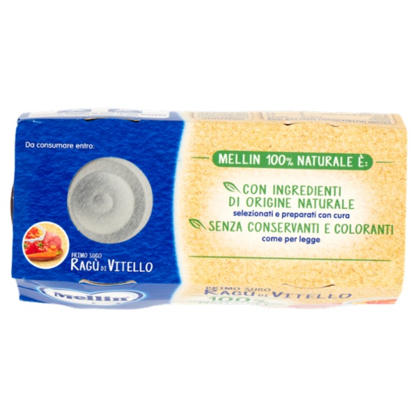 MELLIN Primo Sugo per la preparazione di pastine, Ragù di Vitello 2 x 80 g