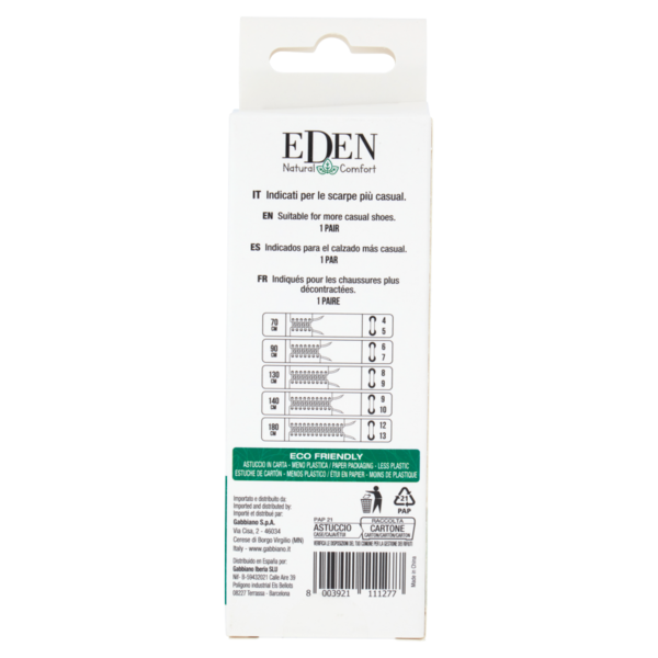 Eden Natural Comfort Lacci Piatti 130 cm 8/9 Fori 1 Paio