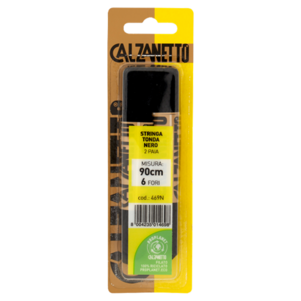 Calzanetto Stringa Tonda 90 cm Nero 2 Paia