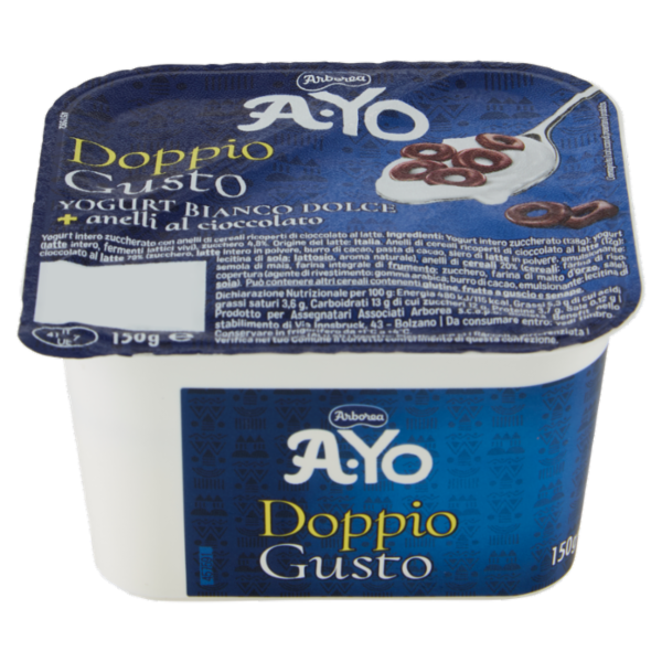 Arborea A-Yo Doppio Gusto Yogurt Bianco Dolce + anelli al cioccolato 150 g