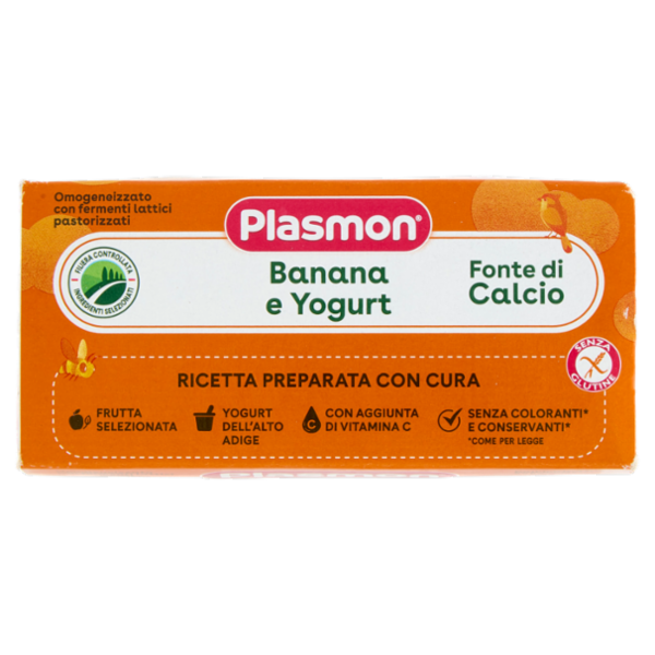 Plasmon Omogeneizzato con fermenti lattici pastorizzati Banana e Yogurt con mela 2 x 120 g