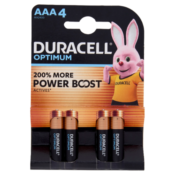 Duracell Optimum AAA 4 Mini Stilo / Micro Alcalina 1.5V MX2400 4 pz