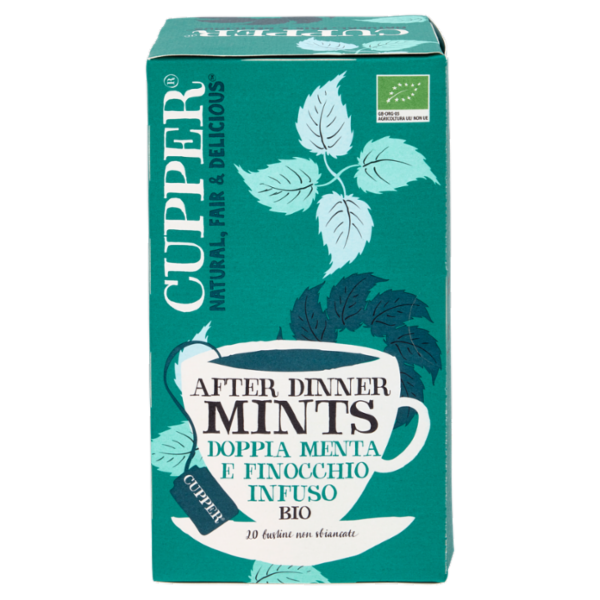 CUPPER After Dinner Mints Infuso Biologico Doppia Menta e Finocchio, Tisana Digestiva 20 Bustine 38g