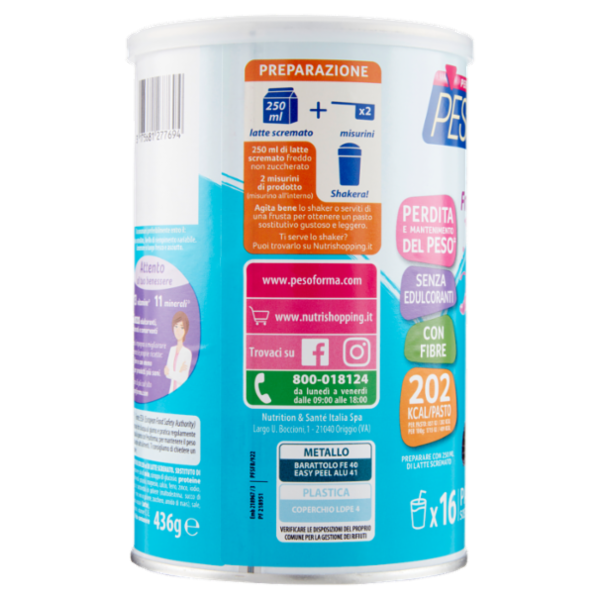 Pesoforma Smoothie Sostituto del pasto gusto Frutti di bosco - Confezione da 16 pasti, 436 g