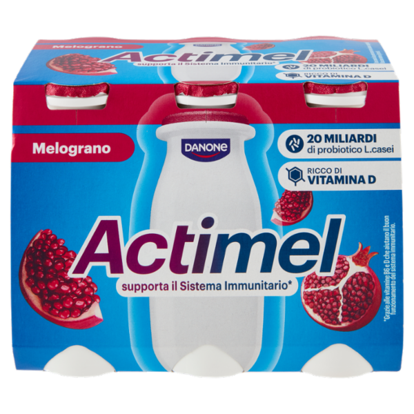 ACTIMEL, Yogurt da Bere con Vit B6 e D per il Sistema Immunitario, gusto Melograno, 6X100G