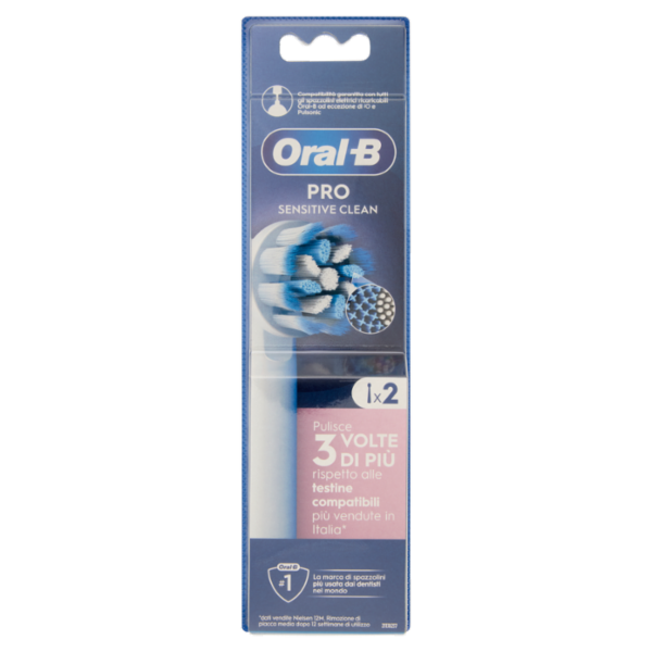 Oral-B Testine di Ricambio Pro Sensitive Clean Bianche Spazzolino Elettrico Denti Ricaricabile 2 pz