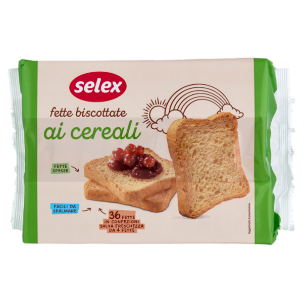 Selex Fette Biscottate ai Cereali in Confezioni Salvafreschezza 9x4 fette 320 g