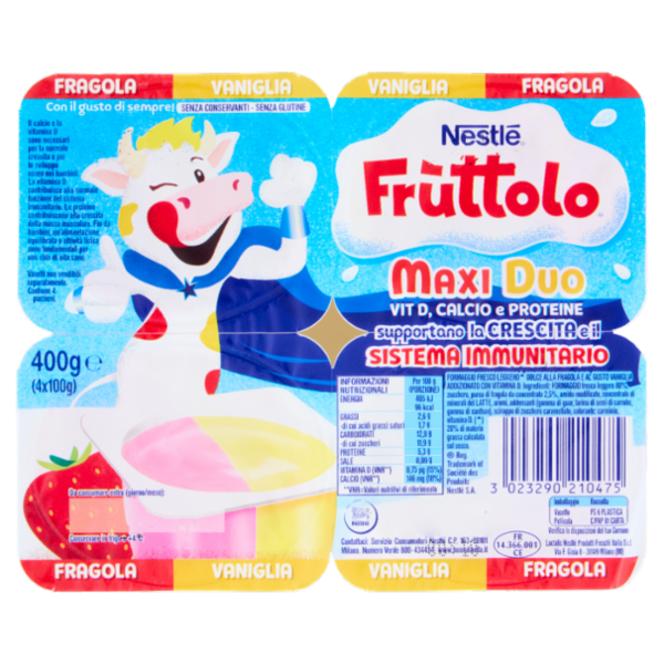 NESTLÉ FRUTTOLO Maxi Duo Fragola - Vaniglia 4x100g