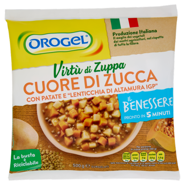 Orogel Il Benessere Virtù di Zuppa Cuore di Zucca Surgelati 500 g