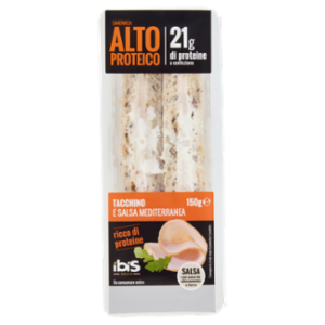 Ibis Snack Sandwich Alto Proteico Tacchino e Salsa Mediterranea 150 g