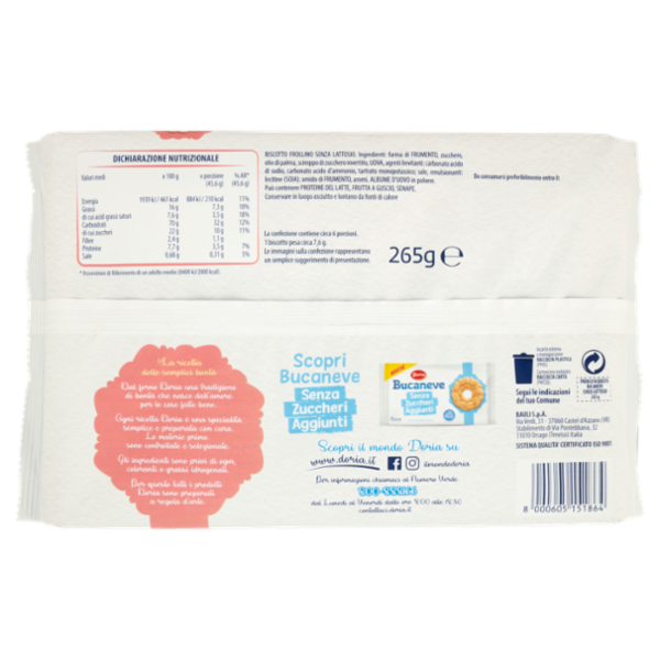 Doria Bucaneve Senza Lattosio 6 x 45,6 g