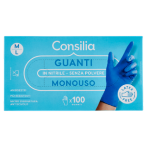 Consilia Guanti Monouso In Nitrile Senza Polvere Taglia M/L 100 Pz