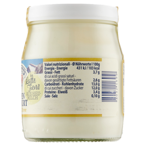 Sterzing Vipiteno Alpenjoghurt Limone da Latte Fieno 150 g