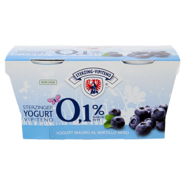 Sterzing Vipiteno 0,1% Grassi Yogurt Magro al Mirtillo Nero 2 x 125 g