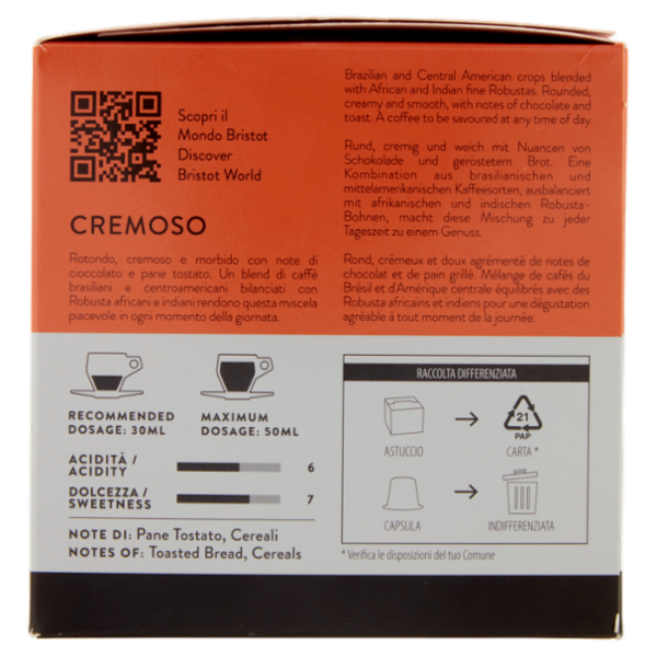 bristot Cremoso 30 capsule compatibili Nespresso* 165 g