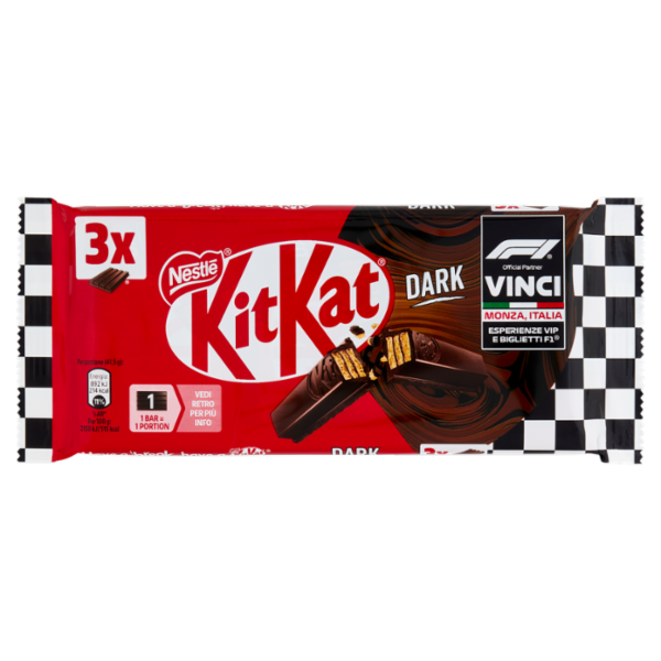 KITKAT Dark Wafer ricoperto di Cioccolato Fondente 3 Snack da 41,5g