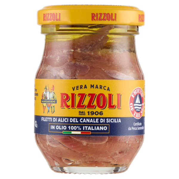 Rizzoli Filetti di Alici del Canale di Sicilia in Olio 100% Italiano 80 g