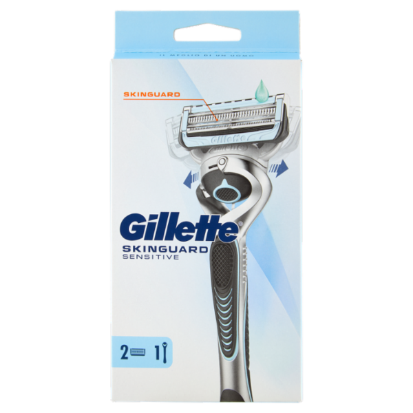Gillette Skinguard Sensitive Rasoio da Uomo, 1 Manico + 2 Lamette