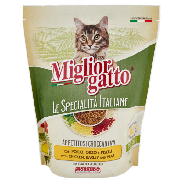 Migliorgatto Le Specialità Italiane Appetitosi Croccantini Pollo, Orzo e Piselli Gatto Adulto 400 G
