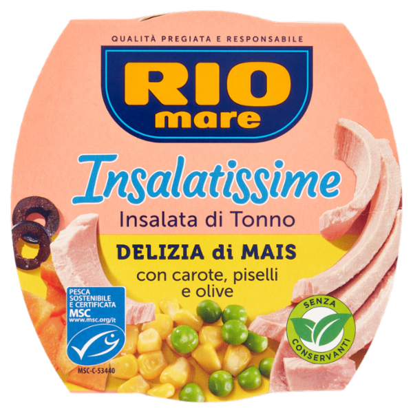 Rio mare Insalatissime Insalata di Tonno Delizia di Mais con carote, piselli e olive 160 g