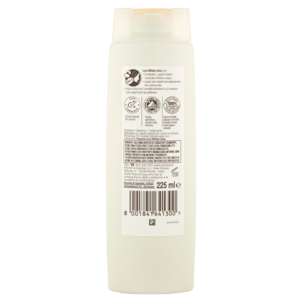 Pantene Shampoo+Balsamo+Trattamento 3in1 Lisci Effetto Seta 225 ml