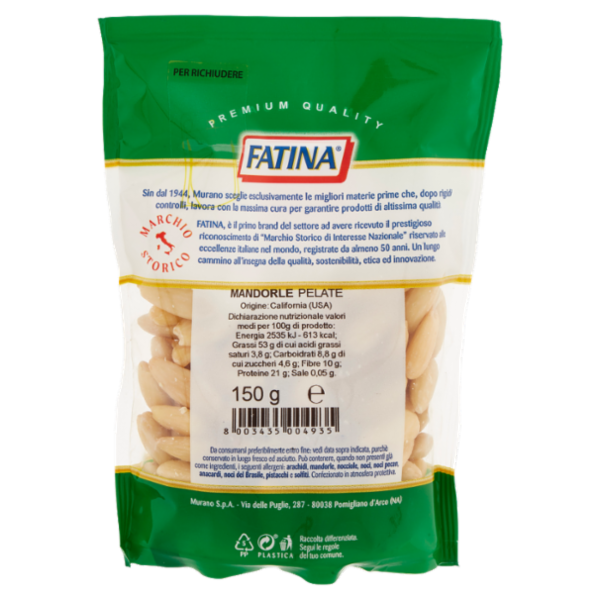 Fatina Frutta Secca Snack Mandorle Pelate 150 g