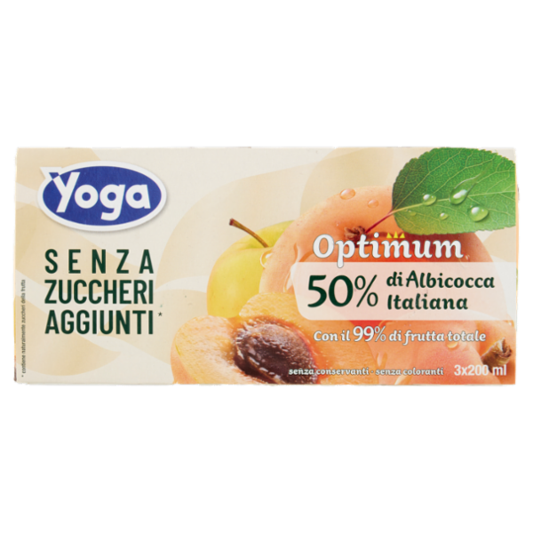 Yoga Optimum 50% di Albicocca Italiana Senza Zuccheri Aggiunti* 3 x 200 ml