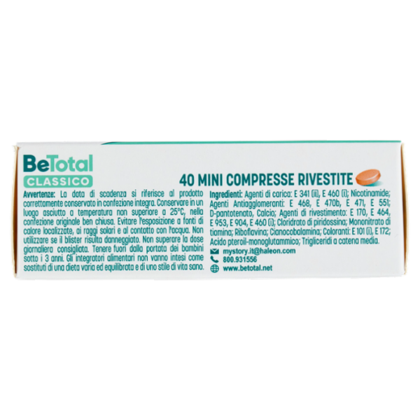 BeTotal Vitamina B, B6 Integratore per Riattivare l' Energia e Ridurre la Stanchezza 40 cpr14,4 g