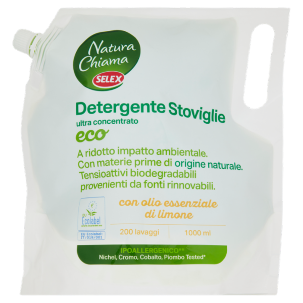 Selex Natura Chiama Detergente per Stoviglie Ultra Concentrato Limone Eco Ricarica 1 L