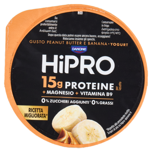 HiPRO Yogurt Proteico,0% Grassi,Burro d'Arachidi&Banana,con Magnesio&Vit B9,basso in lattosio,160g
