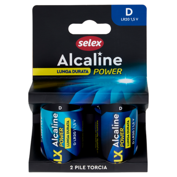 Selex Pile Alcaline Torcia D 1,5 V 2 pezzi