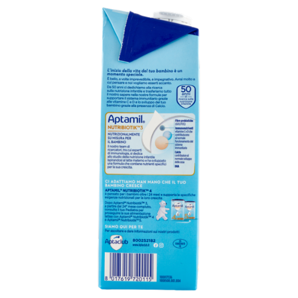 APTAMIL Nutribiotik 3 - Latte di Crescita Liquido, dal 12° mese compiuto al 24°, Fonte di Ferro, 1L