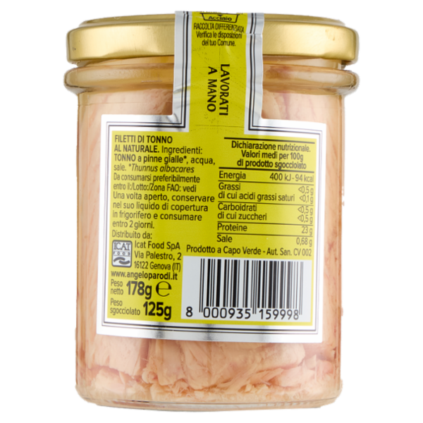 Angelo Parodi Filetti di Tonno al Naturale 178 g