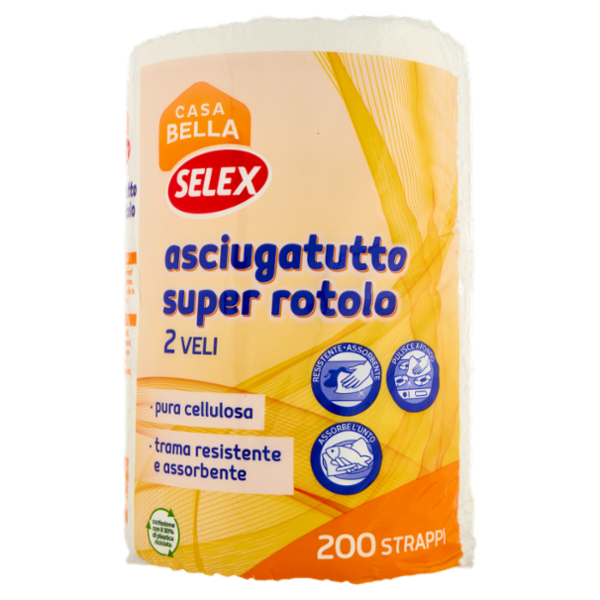 Selex Casa Bella Asciugatutto 2 Veli Super Rotolo 200 Strappi