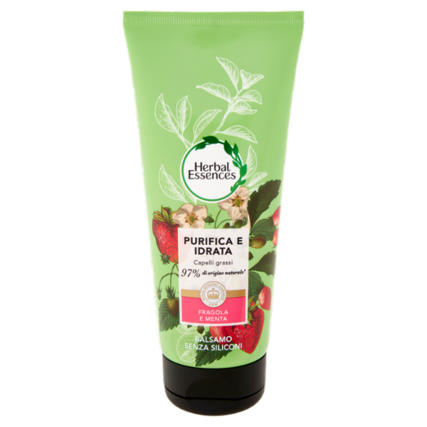 Herbal Essences Balsamo Formula Vegana Purifica e Idrata con Fragola e Menta 200 ml
