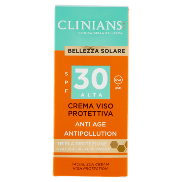 Clinians Bellezza Solare Crema Viso Protettiva SPF30 Anti Age Antipollution 75 mL
