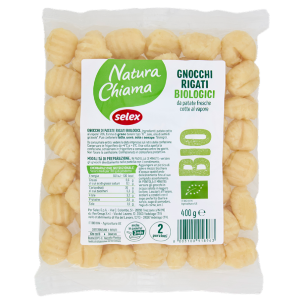 Selex Natura Chiama Gnocchi Freschi di Patate Rigati Biologici 400 g