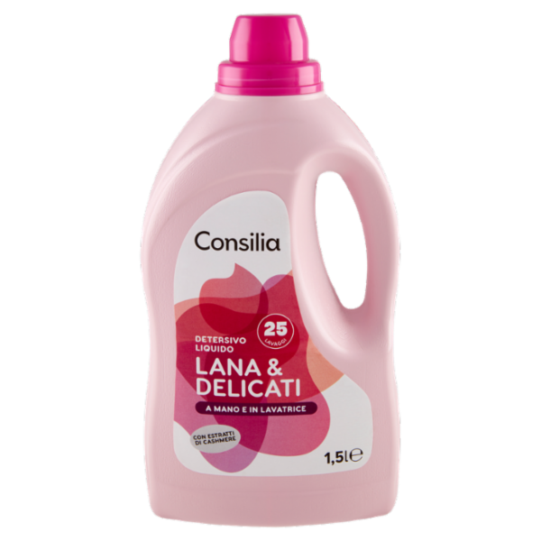 Consilia Detersivo a Mano e in Lavatrice Liquido Lana e Delicati 25 Lavaggi 1,5 L