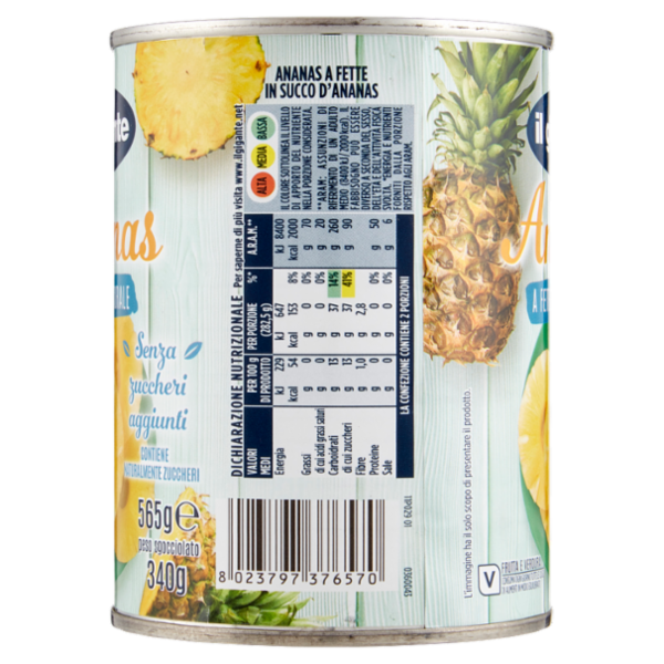 IL GIGANTE Ananas a Fette al Naturale 565 g
