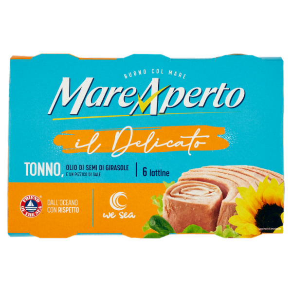 Mare Aperto il Delicato Tonno, Olio di Semi di Girasole e un Pizzico di Sale 6 x 70 g