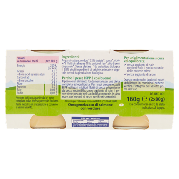 HiPP Salmone con verdure Omogeneizzato 2 x 80 g