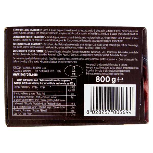 Negroni Gran Stinco di Prosciutto Arrosto 100% Italiano Gourmet 800 g