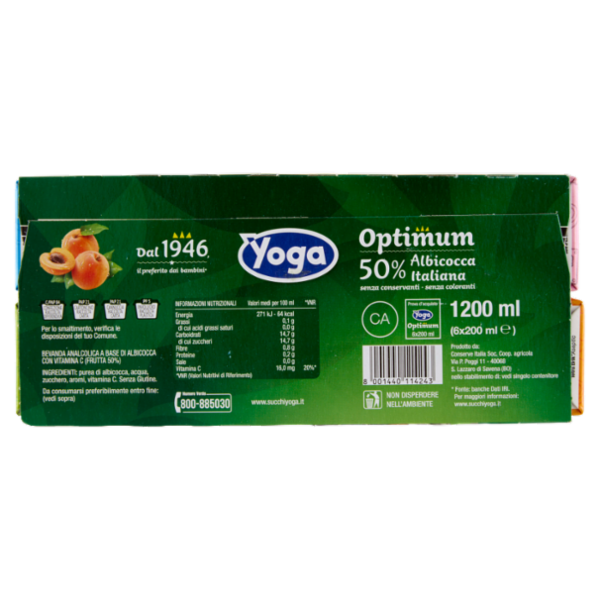 Yoga Optimum 50% Albicocca Italiana 6 x 200 ml