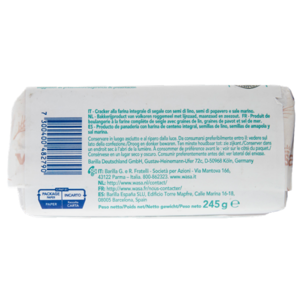 Wasa Chruncy Twist Cracker con Farina Integrale di Segale e Semi di Lino e Papavero 245g