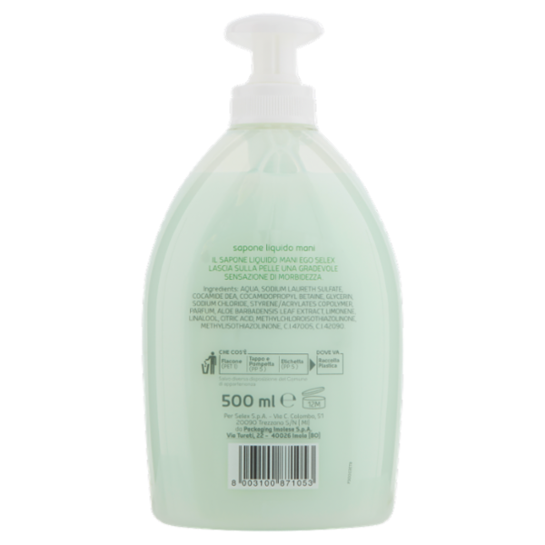 Selex Ego Sapone Liquido Mani Vellutante con Aloe 500 ml