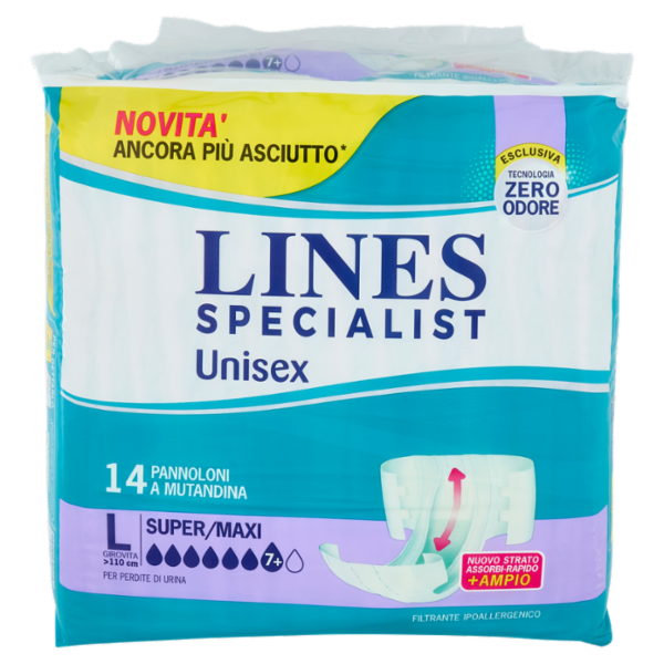 Lines Specialist Unisex Pannoloni a Mutandina L Super/Maxi 14 pz