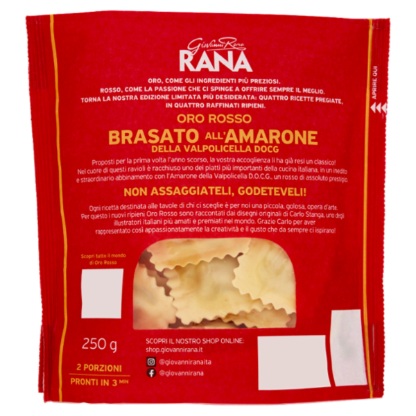 Giovanni Rana Oro Rosso Ravioli Ripieni Brasato all'Amarone della Valpolicella DOCG 250 g